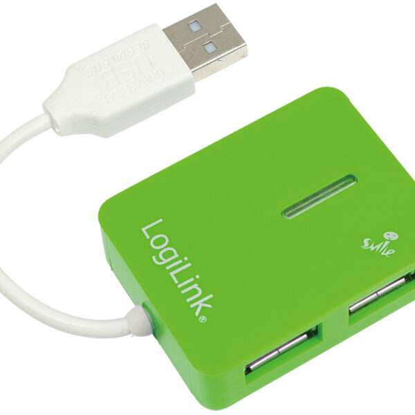 USB 2.0 hub met glimlachpictogram, 4 poorten, groen