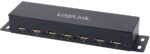 LogiLink USB 2.0 hub voor wandmontage, 7 aansluitingen, metalen behuizing