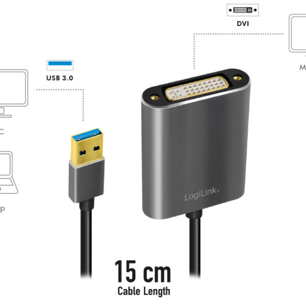 USB 3.0 videokaart naar DVI, zwart