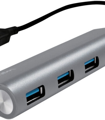 USB 3.0 hub met 4 poorten, aluminium behuizing, grijs