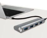 USB 3.0-hub met USB-C Gen1-aansluiting, 4 poorten, grijs