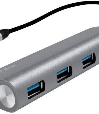 USB 3.0-hub met USB-C Gen1-aansluiting, 4 poorten, grijs