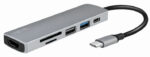 LogiLink USB-C 6-in-1 Multifunctionele Hub, zilverkleurig