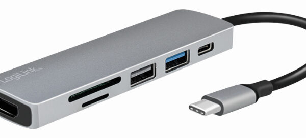 LogiLink USB-C 6-in-1 Multifunctionele Hub, zilverkleurig
