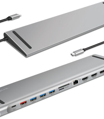 LogiLink USB 3.2 (Gen 2) Docking Station, 12-poorts, zilver