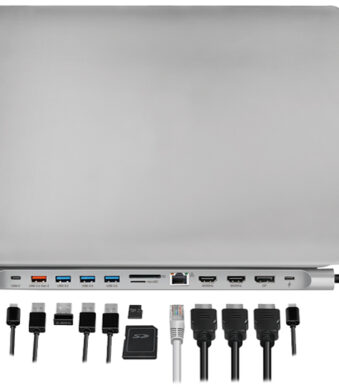 LogiLink USB 3.2 (Gen 2) Docking Station, 12-poorts, zilver