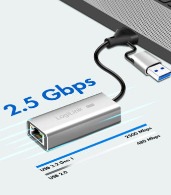 LogiLink USB op RJ45 Ethernet netwerkadapter, grijs