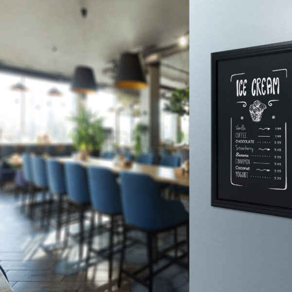 Securit krijtbord UNIVERSAL, met houten rand, zwart