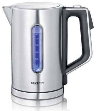 Severin waterkoker 1,7 liter, roestvrij staal/zwart.