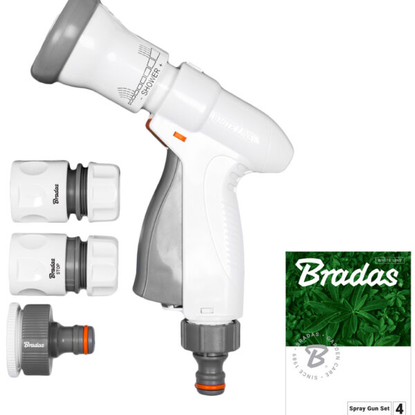 Bradas tuinbroes-set SUPER SPRAY, 4-delig, grijs/wit