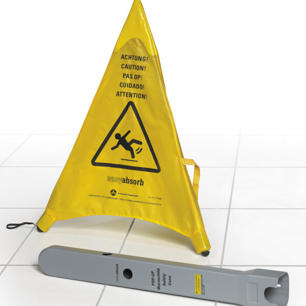 easyabsorb - Opvouwbare waarschuwingskegel - 'Let op: Slipgevaar' - Kleur: Geel