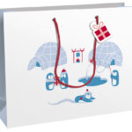 Clairefontaine kerstcadeau-zakje 'Pinguïns', groot