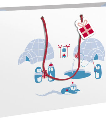 Clairefontaine kerstcadeau-zakje 'Pinguïns', groot