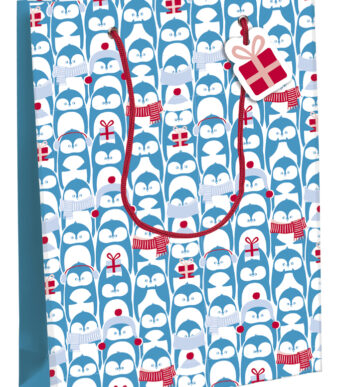 Clairefontaine kerstcadeautaszak 'Pinguïns', middel