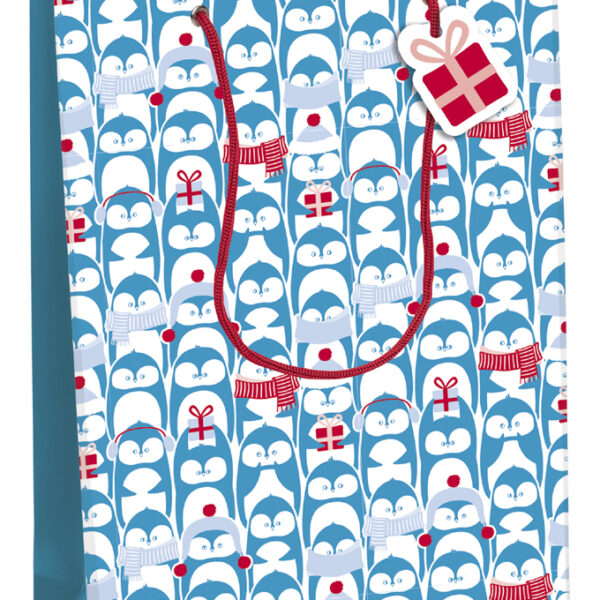 Clairefontaine kerstcadeautaszak 'Pinguïns', middel