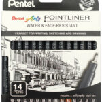 PentelArts permanent fineliner Pointliner, set van 14