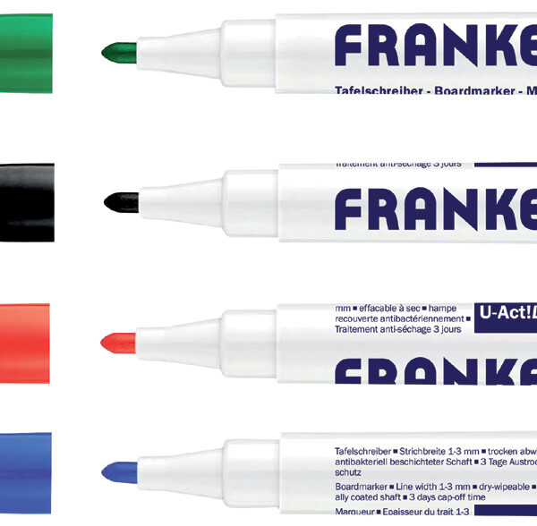 FRANKEN Whiteboardmarker U-ACT! Line, ronde punt, 3 mm, kleuren assorti