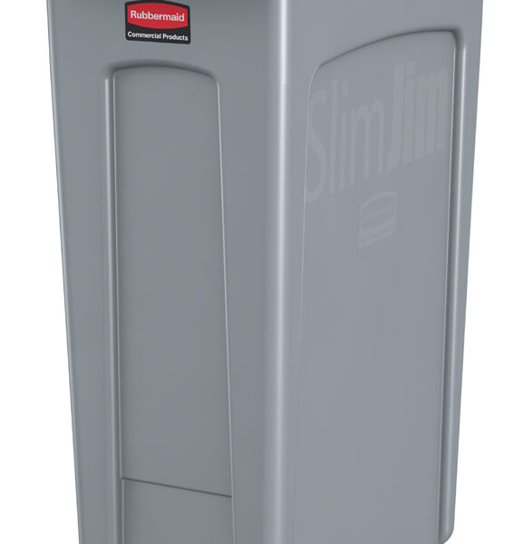 Rubbermaid afvalbak Slim Jim met ventilatiekanalen, grijs