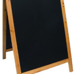 Securit klantenstopper WOODY, met schoolbordoppervlak, beuken