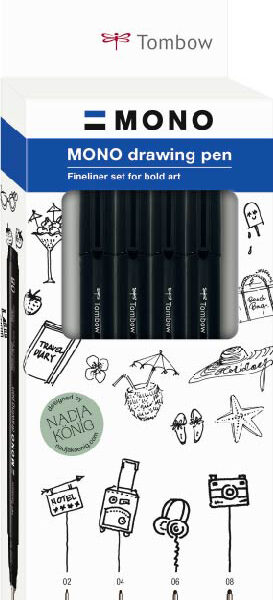 Tombow Fineliner MONO drawing pen 'Fine Set', set van 4