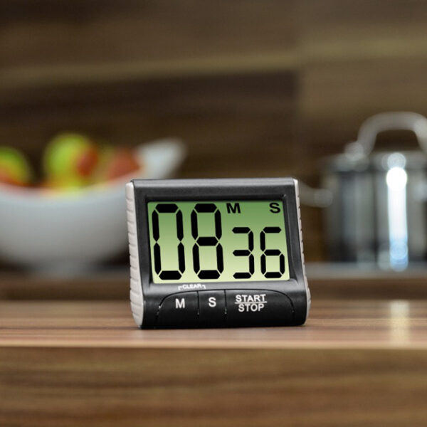 Digitale afteltimer, zwart.