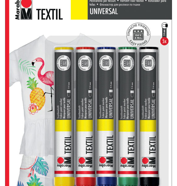 Marabu textielstiften, set van 5