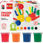 Marabu kindervingerschilderstempels, 6 kleuren per 35 ml