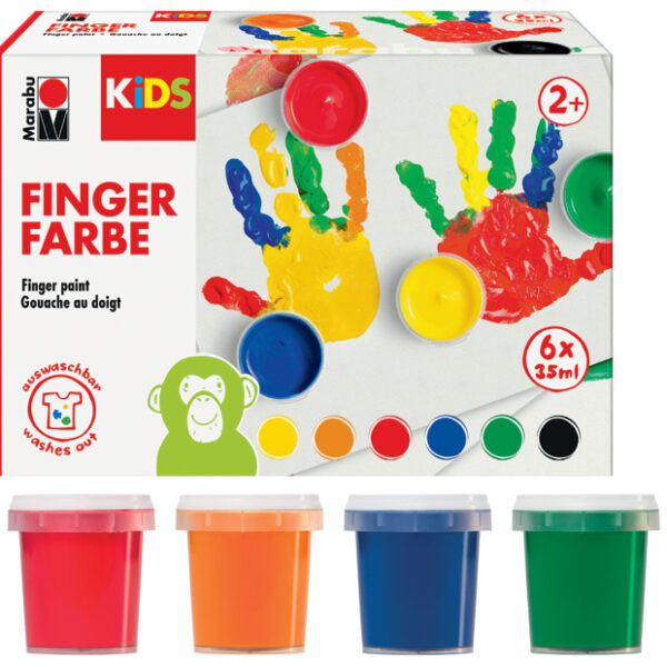 Marabu kindervingerschilderstempels, 6 kleuren per 35 ml