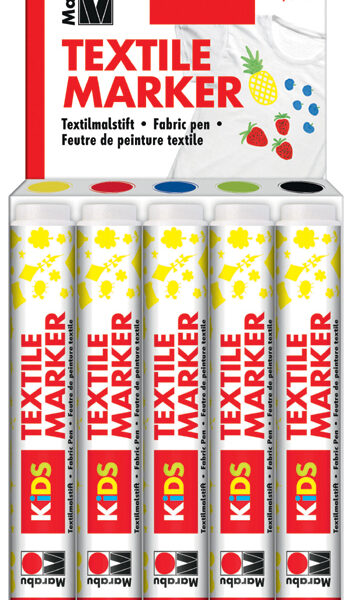Marabu Kids Textielstiften, 5 stuks van 3 ml