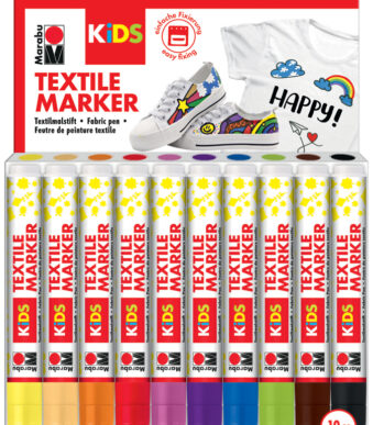 Marabu Textielstiften voor kinderen, 10 stuks van 3 ml.