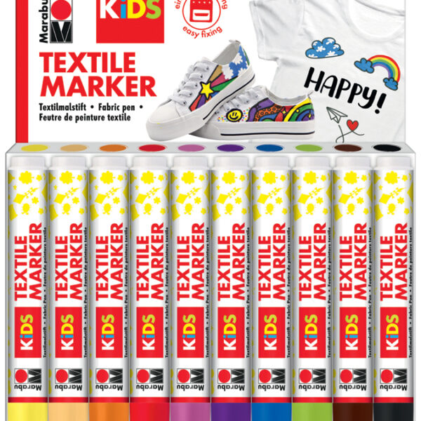 Marabu Textielstiften voor kinderen, 10 stuks van 3 ml.