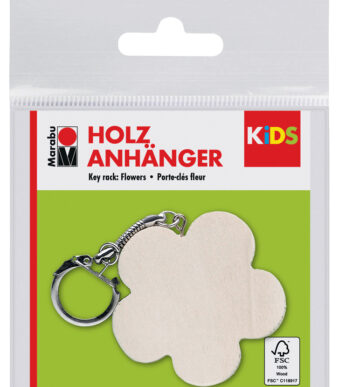 Marabu sleutelhanger 'Bloem', houten.