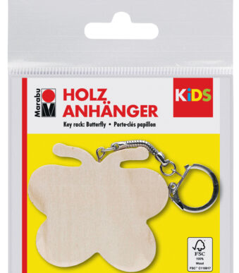 Houten sleutelhanger vlinder voor kinderen.