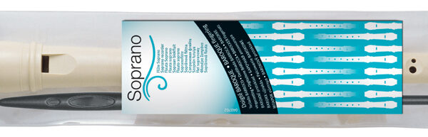 Maped kunststof blokfluit, barokgreepgaten, wit.