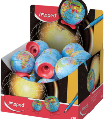 Maped puntenslijper Wereldbol, display 16 stuks.