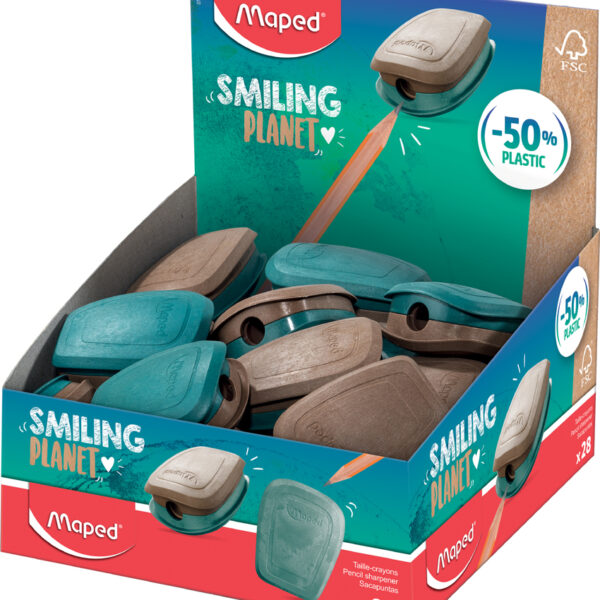 Maped Slijppotjesbak SMILING PLANET, blauw/bruin, presentatiedoos 28 stuks