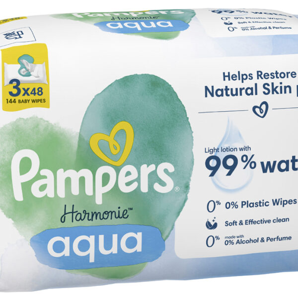 Pampers Natuurlijke Babydoekjes Aqua, 3-pack