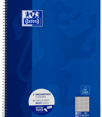 Geruit Oxford schrift A4+ formaat, 80 bladen, linkerkantlijn.