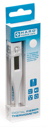 Haro koortsthermometer, vaste punt, wit/blauw