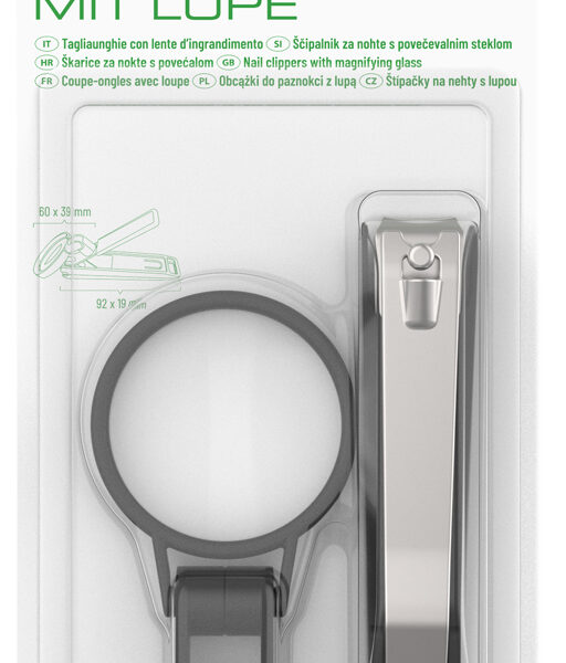 Nagelvijl met loep en nagelknipper op kaart