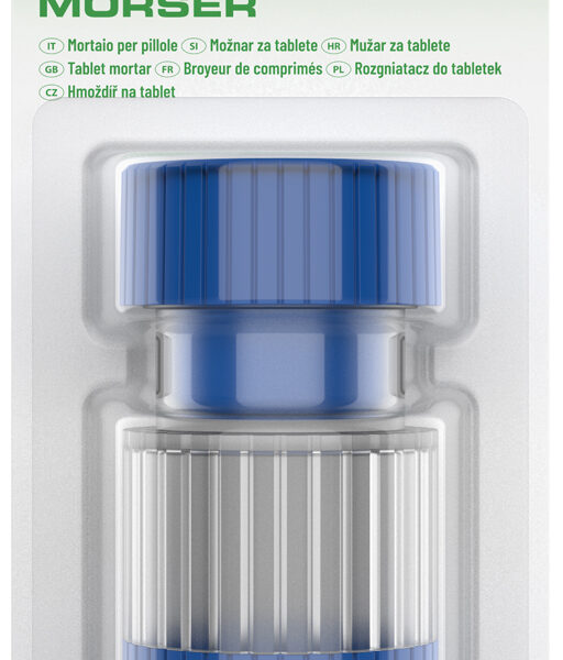 Tablet-vijzel, blauw/transparant