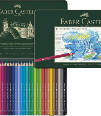 Faber-Castell aquarelkleurpotloden Albrecht Dürer, metalen etui met 36 stuks.