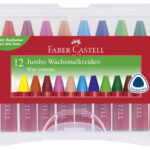Faber-Castell driehoekige, jumbo waskleurpotloden - etui met 12 stuks
