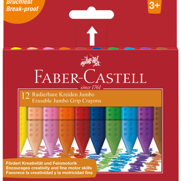Faber-Castell uitwisbare krijtstiften Jumbo, doosje met 12 stuks