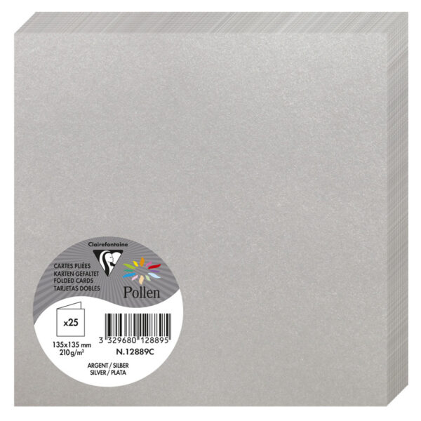 Dubbelkaart Clairefontaine stuifmeel 135 mm, zilver