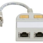 T-adapter met kabelaansluiting categorie 5e, 2 x 10Base-T