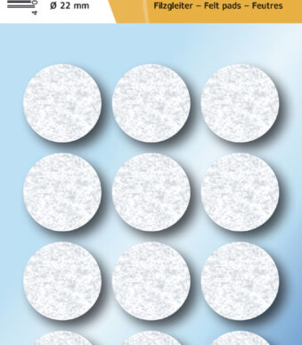 Viltglijders, diameter 22 mm, wit