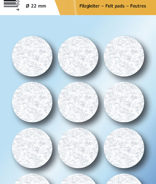 Viltglijders, diameter 22 mm, wit