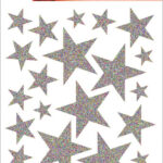 Herma kerstletters 'Zilveren sterren', glimmend