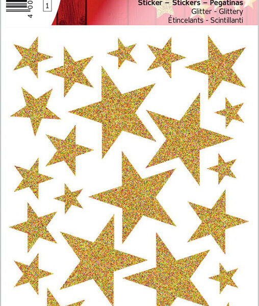 Herma Kerststickers 'Gouden sterren', glinsterend